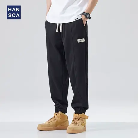 hansca休闲裤男士春季黑色束脚美式潮流宽松大码青少年哈伦长裤子商品大图
