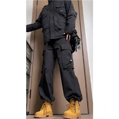 马丁靴裤子搭配男款冬季银狐绒加绒机能工装裤美式复古防水冲锋裤商品大图