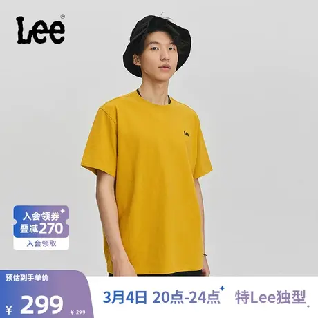Lee商场同款24早春新品舒适版圆领黄色男短袖T恤LMT0067744DR-171商品大图