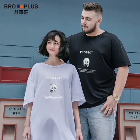 胖哥哥刺绣胖子短袖T恤男大码宽松潮胖肥佬加肥加大夏季休闲衣服商品大图