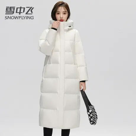 雪中飞羽绒服女士2023新款冬季长款连帽保暖加厚时尚过膝休闲外套图片