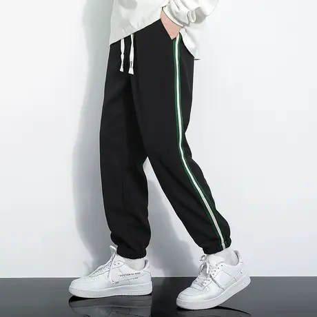 休闲长裤子男士2023新款潮流宽松九分运动裤小脚束脚黑色卫裤百搭商品大图