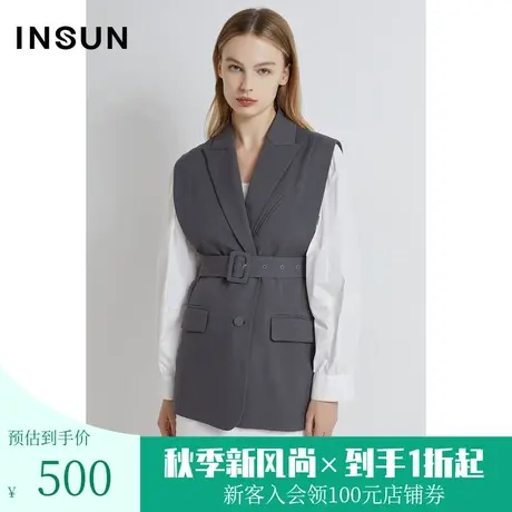 恩裳2023春季新款通勤撞色假两件设计都市干练西装外套女图片