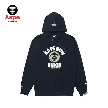 Aape旗舰店男装秋冬猿颜字母图案印花宽松连帽薄绒卫衣A328XXL商品大图