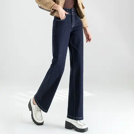宽松阔腿牛仔裤女2023新款春秋女裤妈妈裤子秋季高腰宽腿裤直筒裤商品大图
