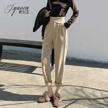 高腰灯芯绒萝卜裤女秋冬宽松显瘦休闲百搭老爹小脚裤子条绒哈伦裤商品大图