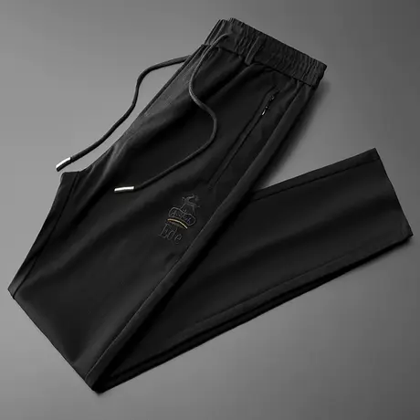 冬季黑色休闲长裤男潮流百搭直筒宽松紧抽绳弹力运动卫裤子秋冬款商品大图