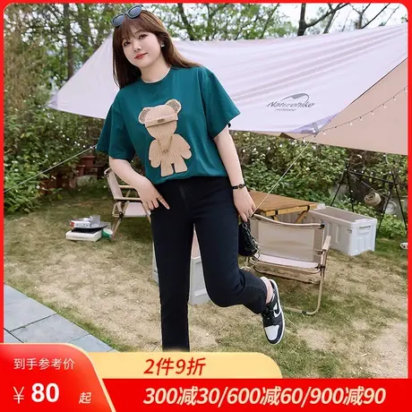 显瘦大码胖妹妹上衣女套头2023年夏季新款百搭宽松休闲短袖t恤衫商品大图