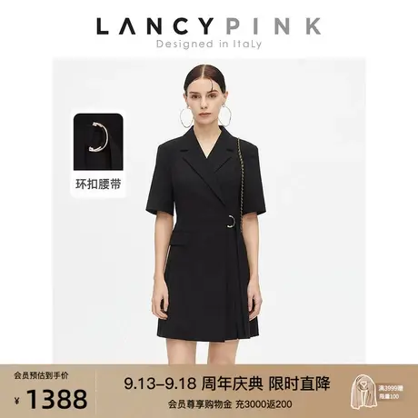 【意大利设计】朗姿黑色职业轻商务西服西装连衣裙子女2023夏新款商品大图