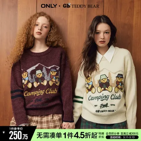 ONLYGB TEDDY BEAR泰迪熊复古学院风宽松针织衫女|123113005商品大图