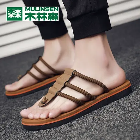 木林森拖鞋男人字拖夏季新款外穿时尚户外休闲防滑耐磨夹脚凉拖商品大图