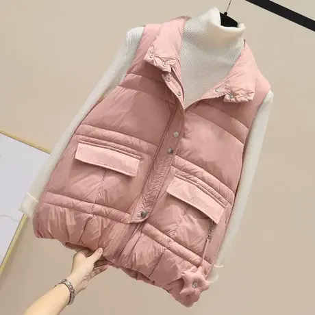 羽绒棉马甲女冬季2023新款韩版宽松加厚坎肩背心短款棉袄马夹外套图片