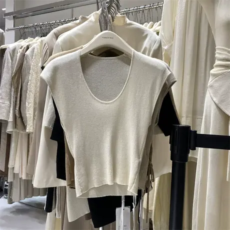 春夏季针织衫女韩版新款圆领修身显瘦洋气百搭无袖休闲辣妹上衣潮商品大图