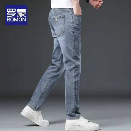 罗蒙夏天牛仔裤男夏季薄款直筒修身长裤2023新款潮牌男士休闲裤子商品大图