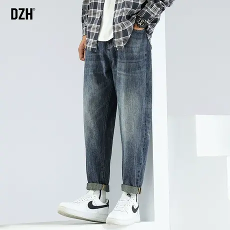 男士牛仔裤男款秋季潮牌裤子休闲哈伦裤修身小脚直筒裤2023年新款图片