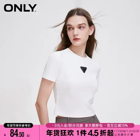 ONLY时尚百搭休闲修身短款圆领短袖T恤女|123101077商品大图