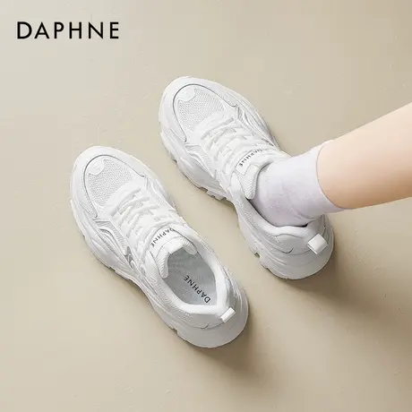 达芙妮老爹鞋子女夏薄款网面配阔腿裤的鞋子2025新款白色厚底女鞋商品大图