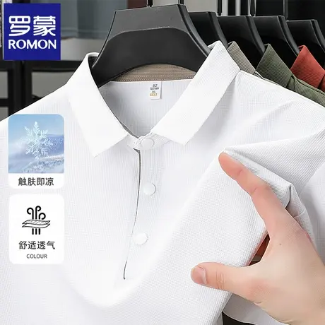 罗蒙夏季薄款冰丝POLO衫男士短袖t恤无痕翻领商务休闲半袖上衣N2Z图片
