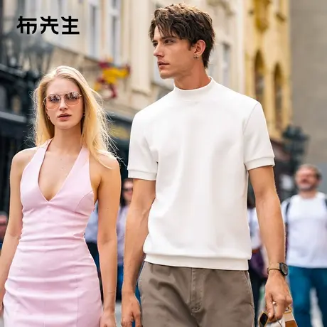 MrBu布先生小立领加厚打底衫2025春弹力袖口短袖男KT15766商品大图