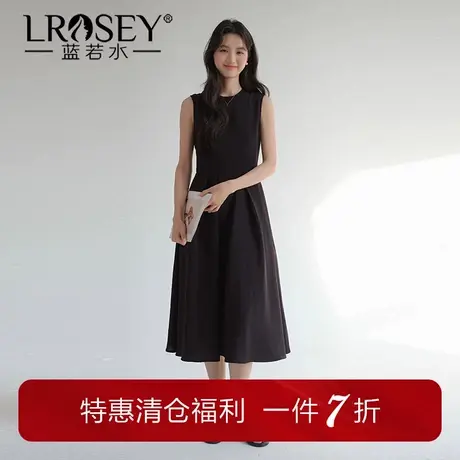 【轻奢赫本风无袖连衣裙】蓝若水大码2025夏装新款气质收腰小黑裙图片