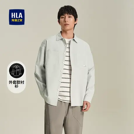HLA/海澜之家外套款长袖休闲衬衫2025春夏新款宽松时尚长衬男商品大图