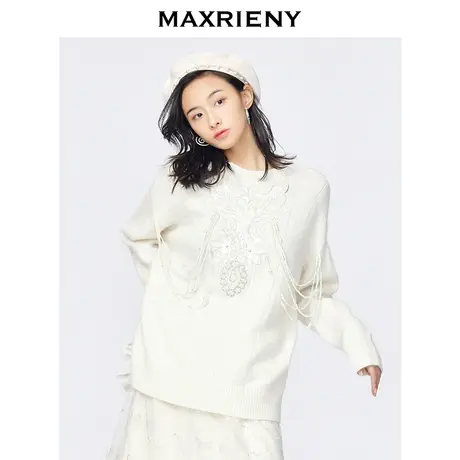 MAXRIENY套头毛衣女冬季刺绣针织衫洋气毛衫商品大图