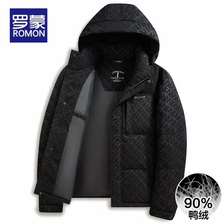 罗蒙冬季羽绒服男士短款连帽加厚2025新款时尚拼色保暖面包服外套商品大图