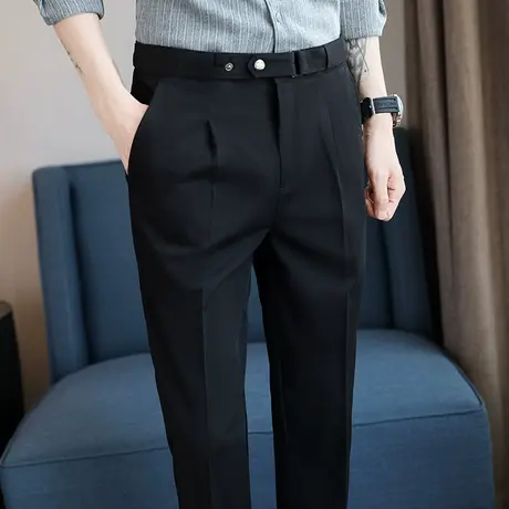 西装裤子男坠垂感九分休闲长裤英伦商务韩版修身帅气潮流小脚西裤商品大图