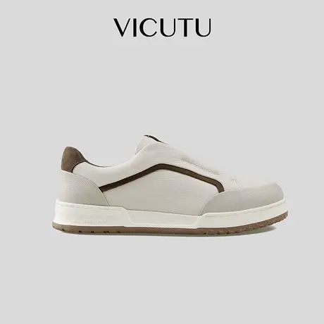 VICUTU威可多男士休闲鞋秋季舒适牛皮革商务通勤时尚百搭商务板鞋商品大图