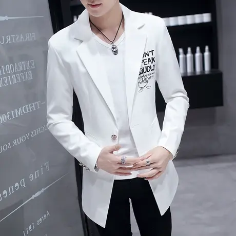 秋冬季男士休闲西服韩版修身型小西装男青年英伦时尚单西潮流外套商品大图