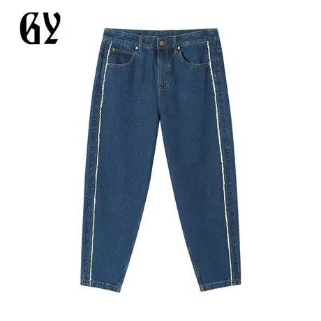 雅戈尔奥莱 GY男装男士牛仔裤秋冬侧边拼缝水洗宽松休闲长裤商品大图
