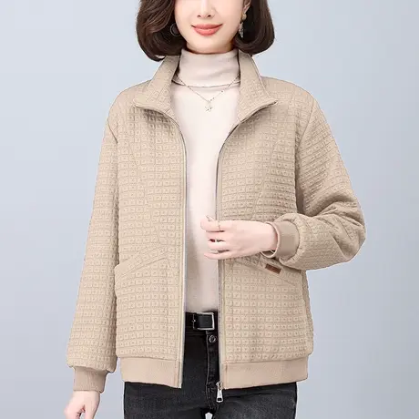 妈妈秋冬季加绒加厚外套女宽松加大码中老年休闲洋气减龄保暖棉衣商品大图