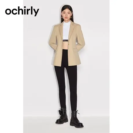 【七七酱专享】欧时力 高腰牛仔长裤女新款秋皮袢铅笔裤修身显瘦图片