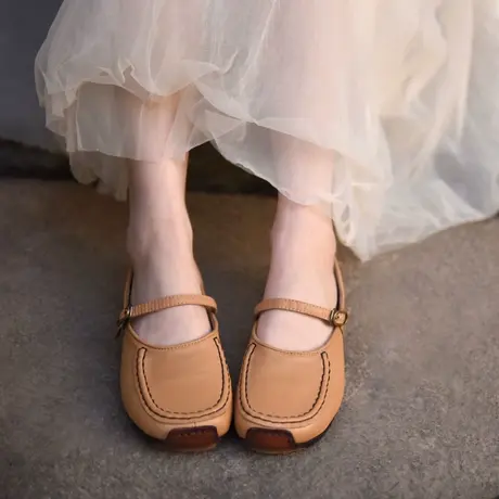 Artmu阿木原创复古手工一字扣玛丽珍鞋文艺平底单鞋女2023新款商品大图