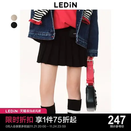乐町设计感百褶裙2023秋季新款西装半身裙C1GED1101图片