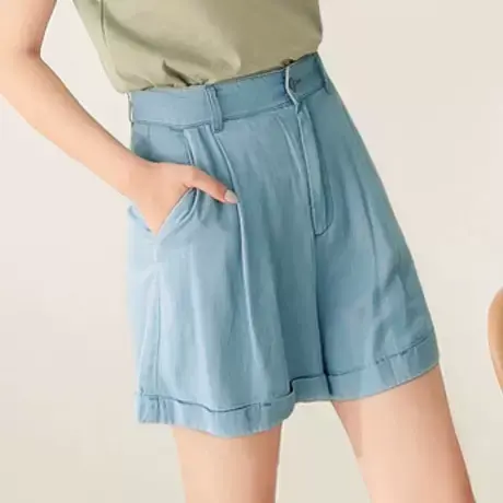 桔熊夏季宽松牛仔短裤子女度假休闲凉爽薄款高腰a字裤大码BA6705图片