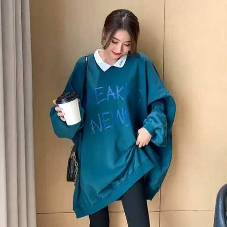 胖mm大码女装2024春季新款洋气减龄中长款宽松卫衣女上衣200斤300图片