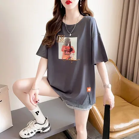短袖T恤女装2023年夏季新款宽松韩版欧货别致纯棉半袖上衣服ins潮商品大图