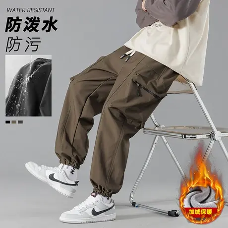 秋冬款休闲长裤男孩12岁15初高中学生工装裤子13大童加绒加厚卫裤商品大图