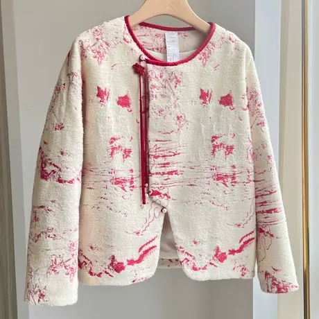 素飞【SU5082】新中式改良唐装上衣红色织花加厚棉衣过年拜年服图片