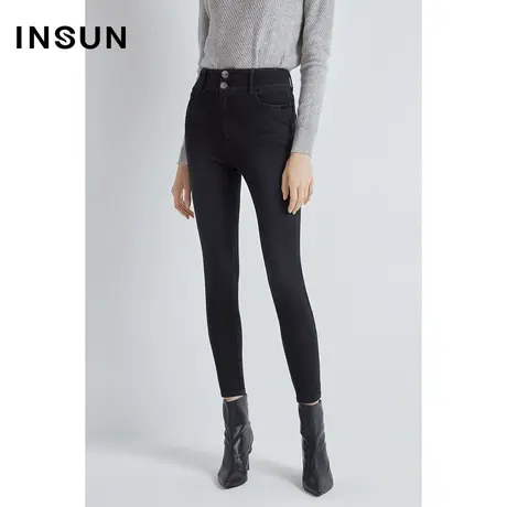 INSUN恩裳冬季修身弹力显瘦百搭直筒裤图片