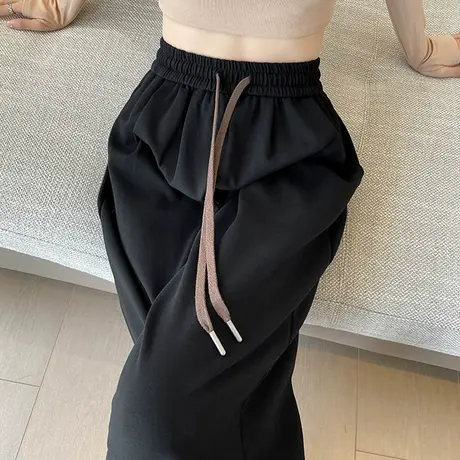 束脚阔腿哈伦运动裤女春秋2023新款高腰宽松显瘦灯笼裤休闲卫裤潮商品大图