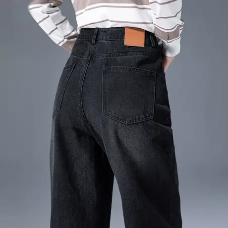 春秋裤子阔腿牛仔裤女2024年新款秋冬女裤宽松长裤加绒高腰直筒裤商品大图