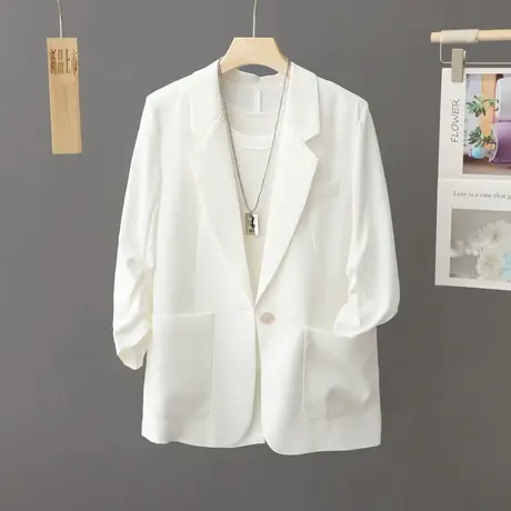夏季高级感冰丝小西装薄款外套女七分袖2023新款宽松休闲西服上衣图片