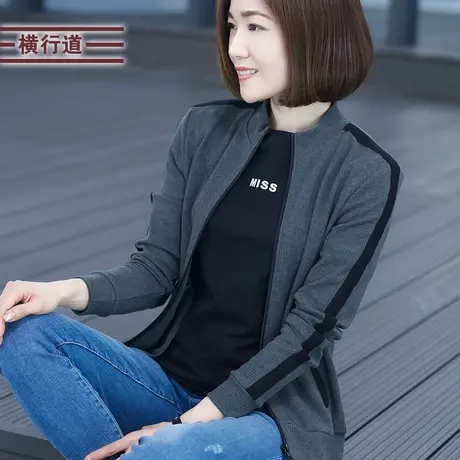 2025春装新款半高领加绒长袖休闲外套纯色拉链开衫中年上衣服纯棉商品大图