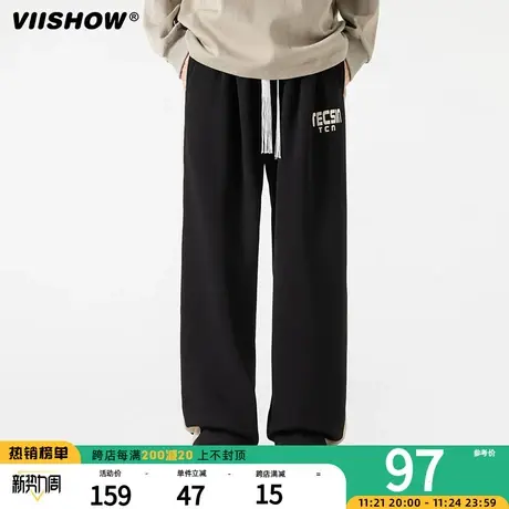 VIISHOW裤子男款秋冬季潮牌阔腿裤运动休闲长裤重磅百搭加厚卫裤商品大图