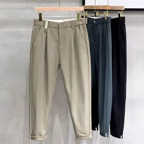 男士休闲裤春秋款商务男裤子直筒修身韩版长裤高级感西裤九分裤男商品大图