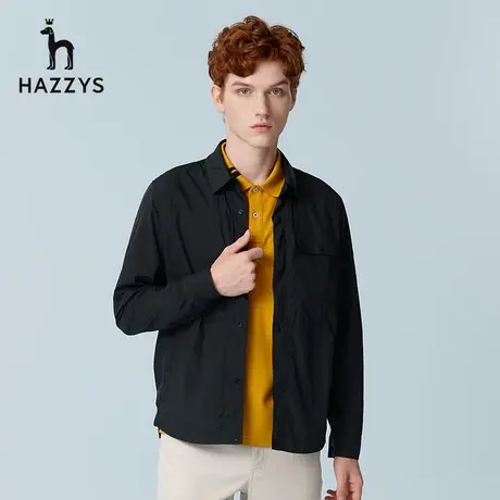 Hazzys哈吉斯奥莱早春新款男士休闲长袖外套时尚宽松外搭夹克男韩图片