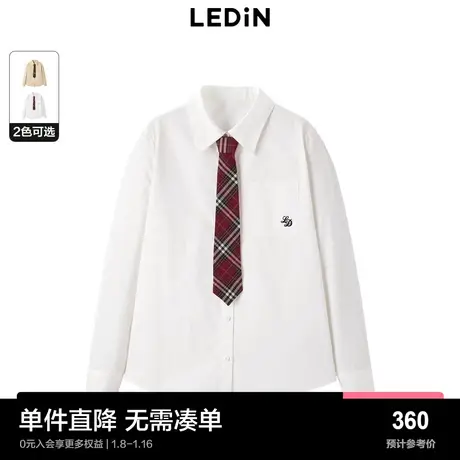 【商场同款】乐町秋季新款日系学院风减龄领带衬衫C2CAD4324商品大图