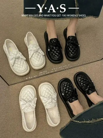 春季时尚单鞋女外穿2024新款时尚百搭一脚蹬豆豆鞋保暖乐福鞋潮商品大图